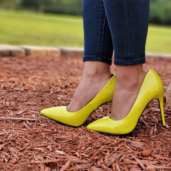 Neon Lights Stiletto Heels Slip On Shoes Pointed - Picture 2 of 6